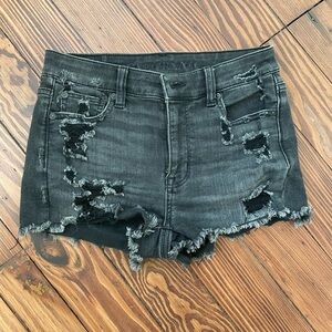 American Eagle Outfitters Black Distressed Jean Shorts